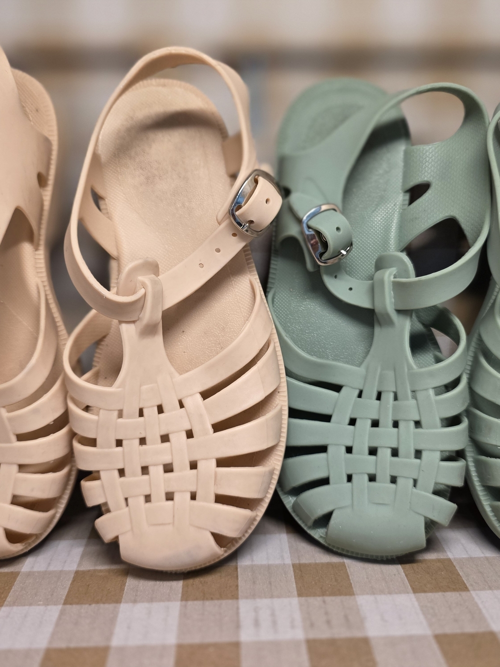 Kids Jelly Sandals in Beige and Sage - Comfortable Casual Shoes